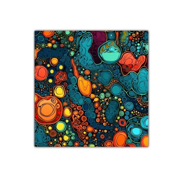 Composición abstracta con formas orgánicas y colores vivos