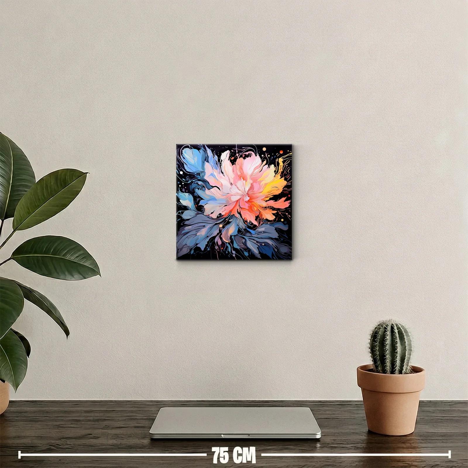 Cuadro floral abstracto con paleta vibrante y dinámica — miniatura 2