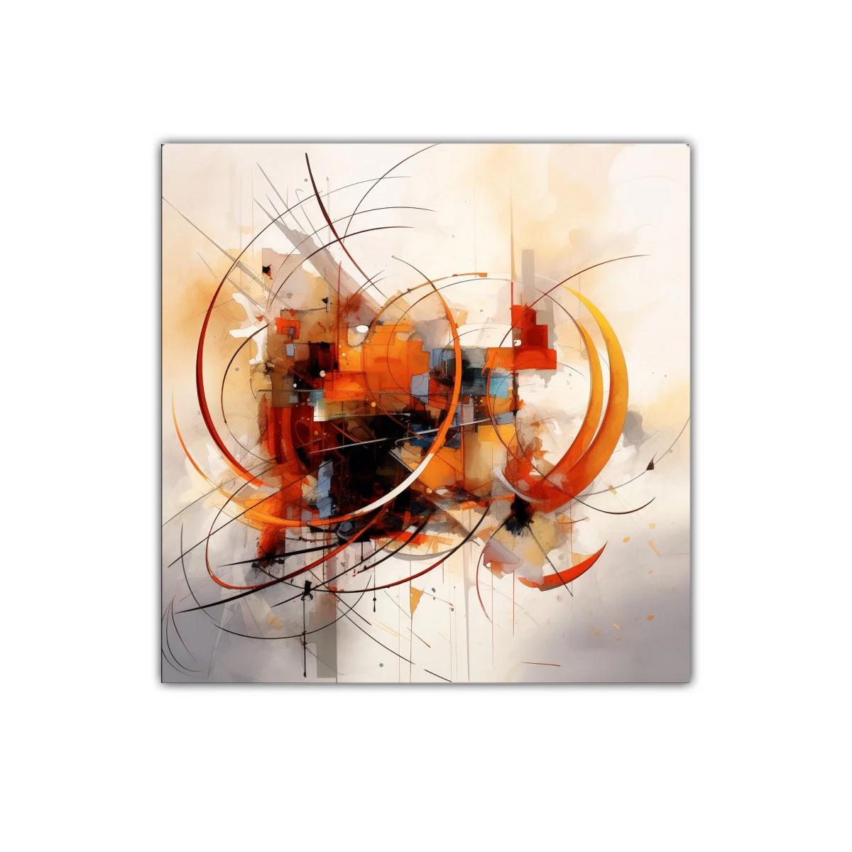 Composición abstracta en tonos cálidos y líneas curvas dinámicas