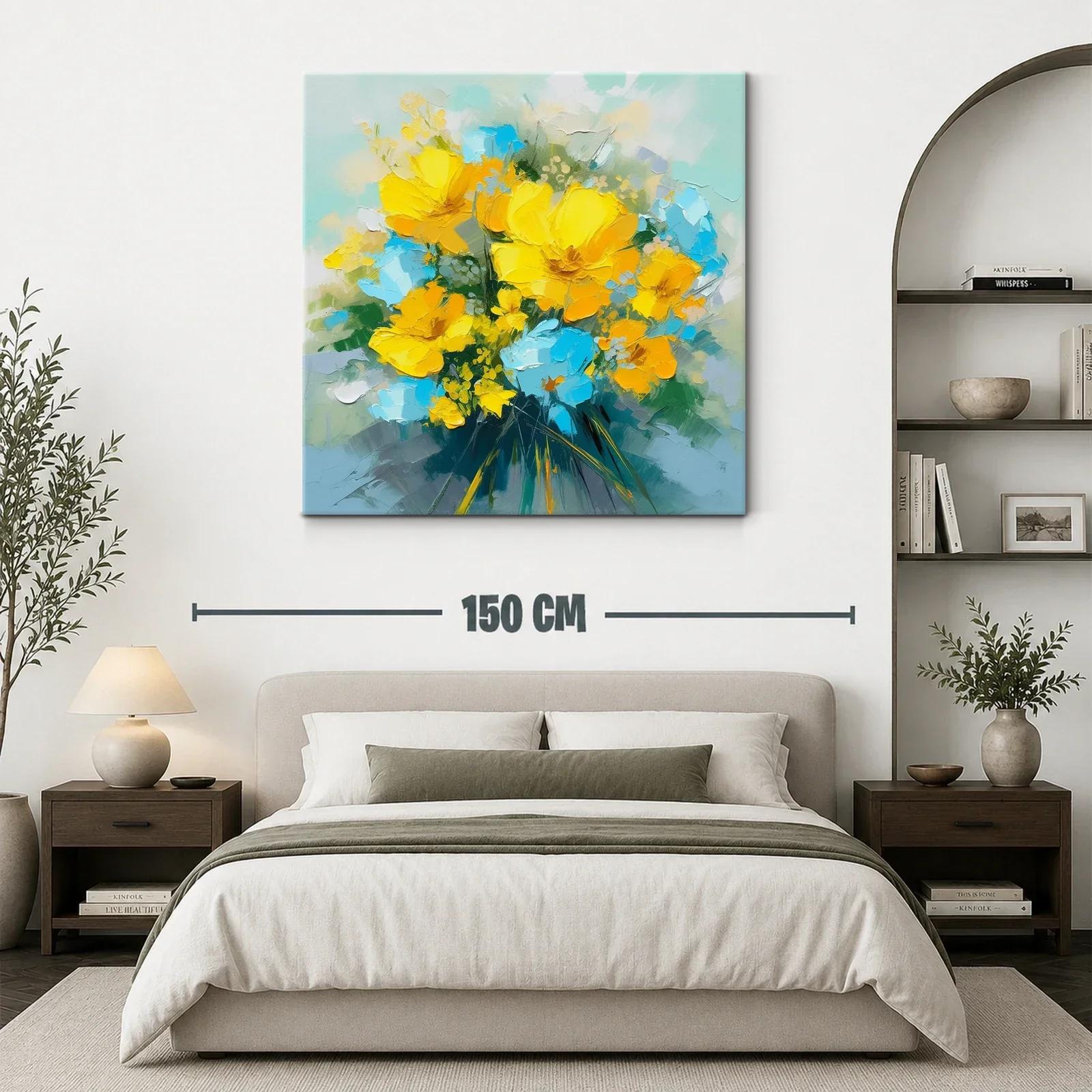 Brillante ramo de flores amarillas y azules vibrantes — miniatura 3