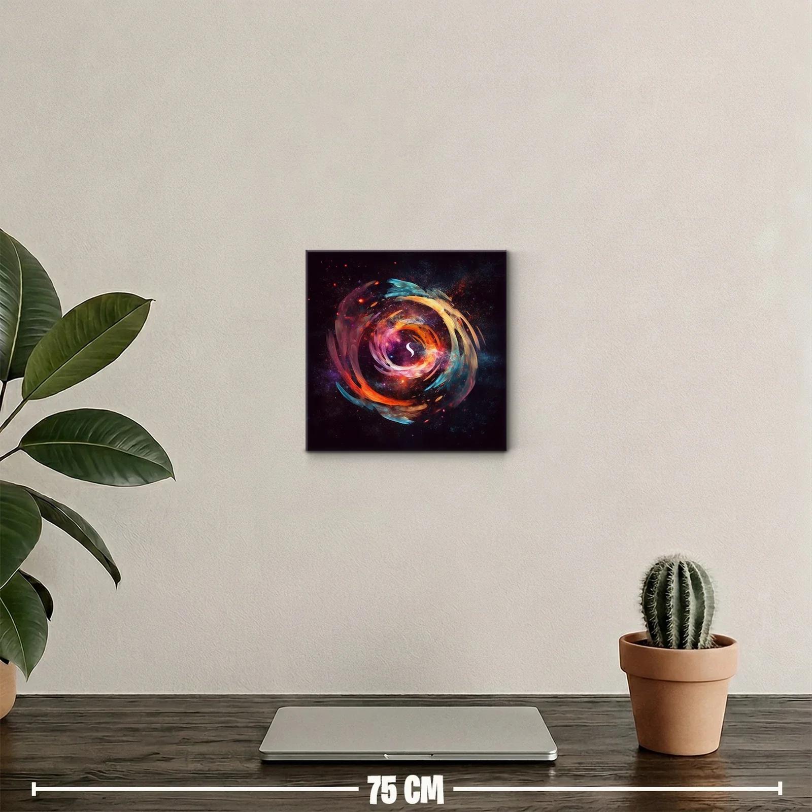 Cuadro abstracto con remolino de colores vibrantes y efecto galáctico — miniatura 2