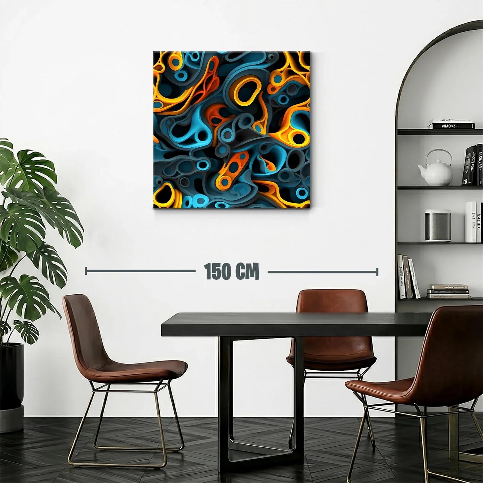 Composición abstracta en tonos cálidos y fríos vibrantes — miniatura 2