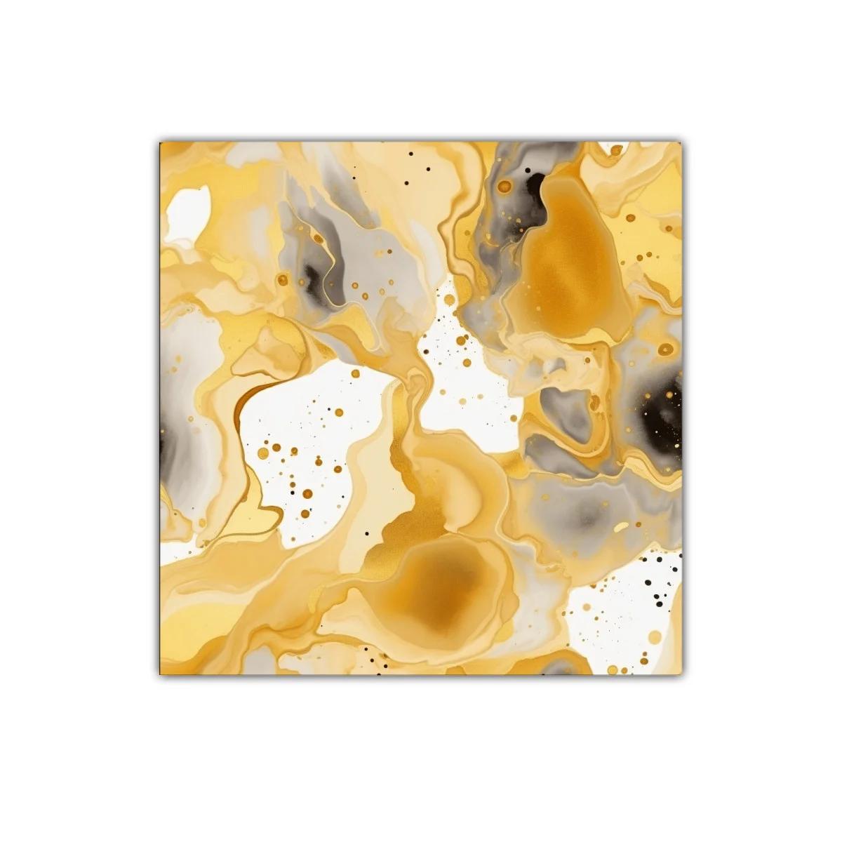 Cuadro abstracto en tonos dorados y grises para decoración elegante