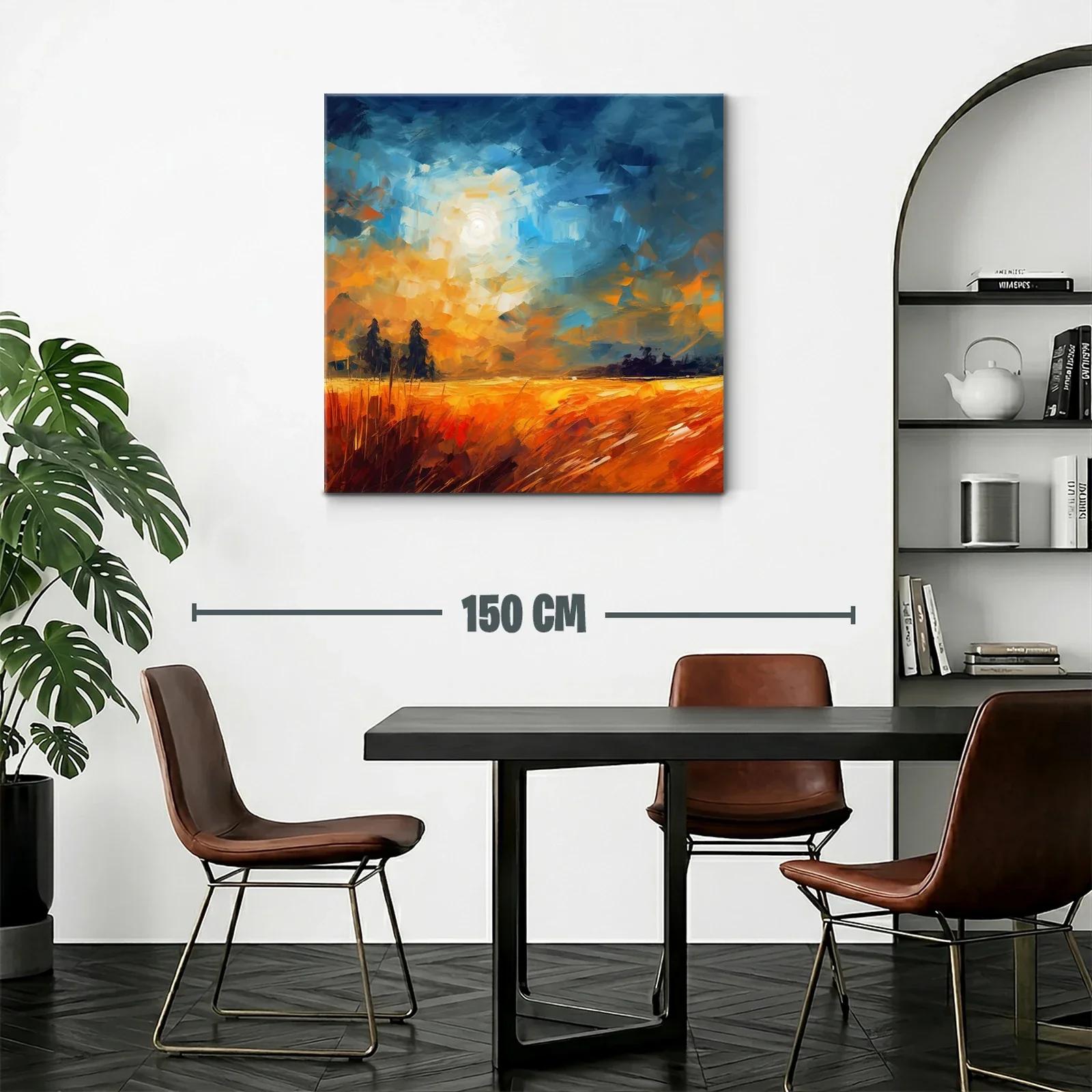 Paisaje abstracto de campo dorado al atardecer — miniatura 2