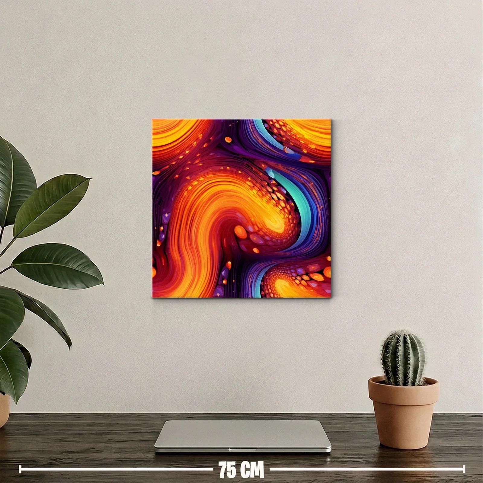 Cuadro abstracto con vibrantes remolinos en tonos cálidos — miniatura 2
