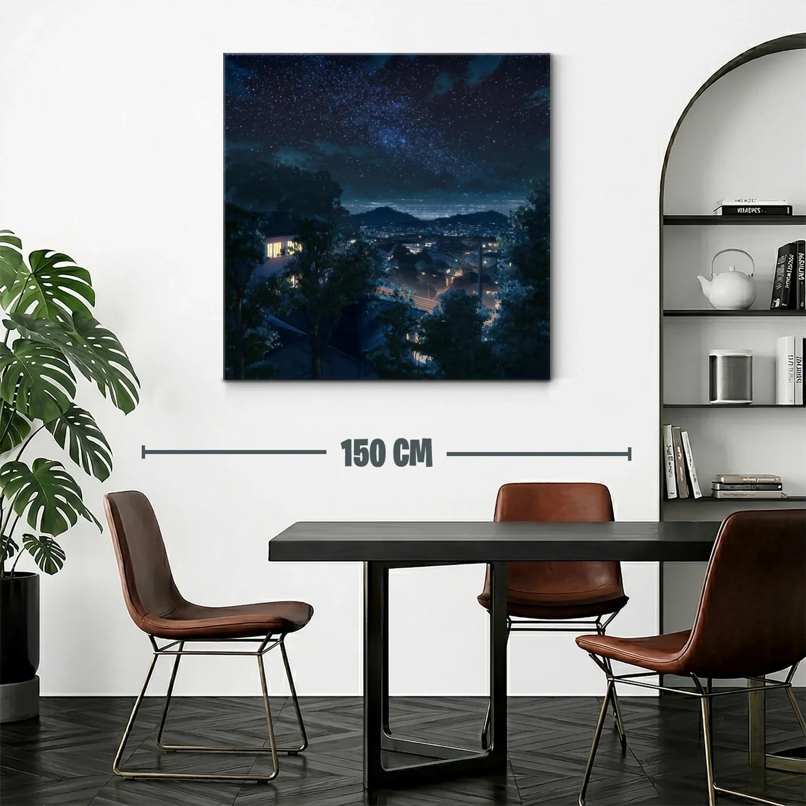 Cielo estrellado sobre ciudad tranquila nocturna — miniatura 2