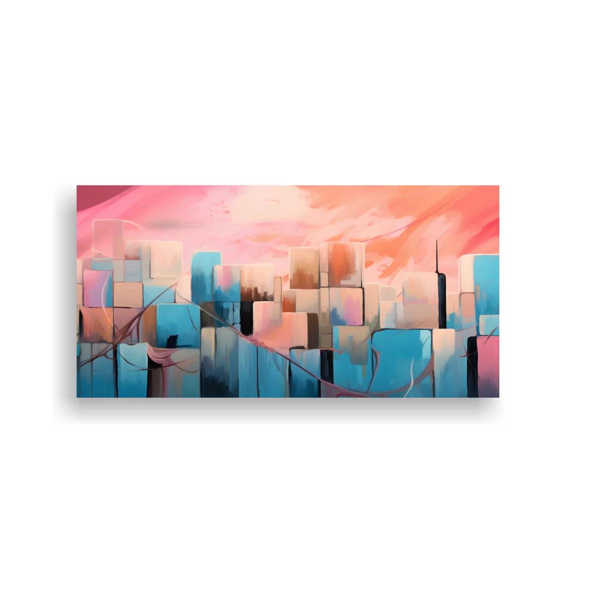 Cuadro skyline urbano abstracto con puente integrado