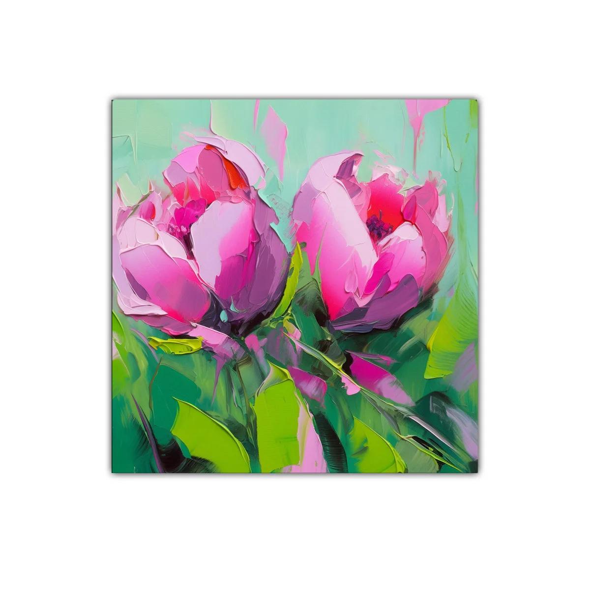 Cuadro decorativo con flores en tonos rosas vibrantes — imagen principal