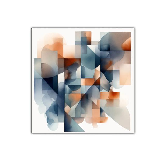 Cuadro abstracto con tonos cálidos y fríos para decoración moderna