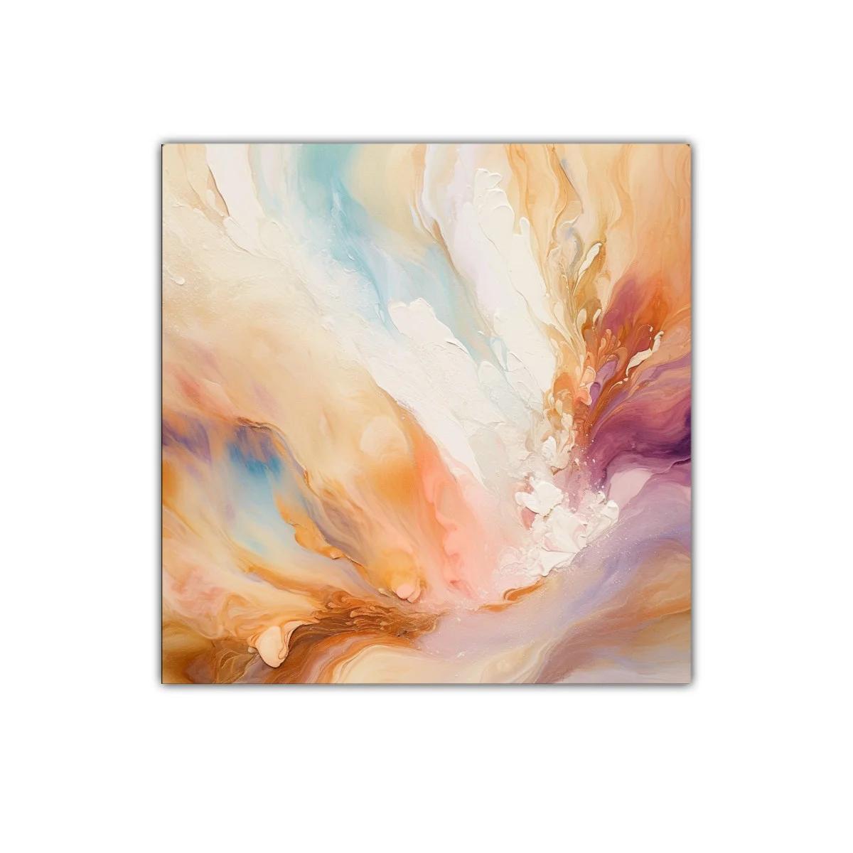 Cuadro abstracto con tonos pastel y cálidos envolventes — imagen principal