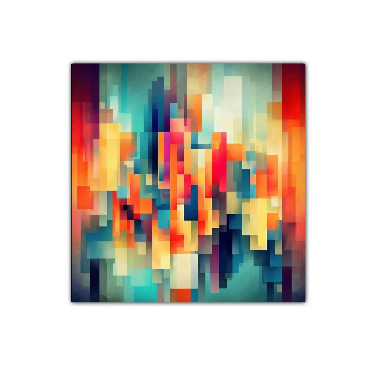 Composición abstracta con bloques en tonos cálidos y fríos — imagen principal