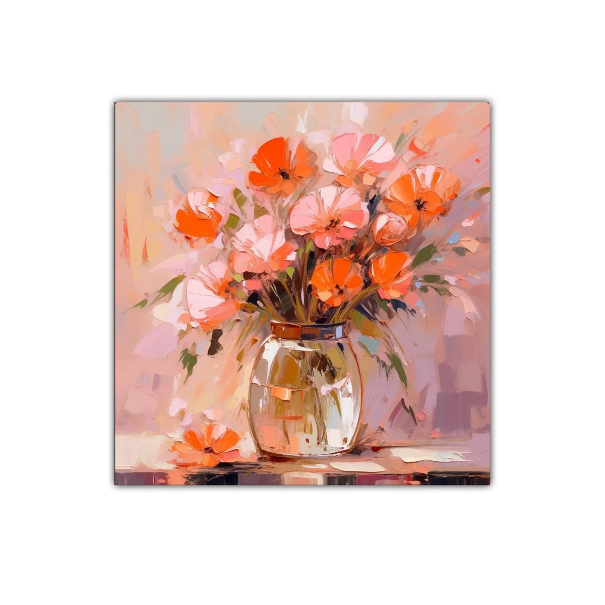 Cuadro floral con bouquet en tonos cálidos y suaves — imagen principal