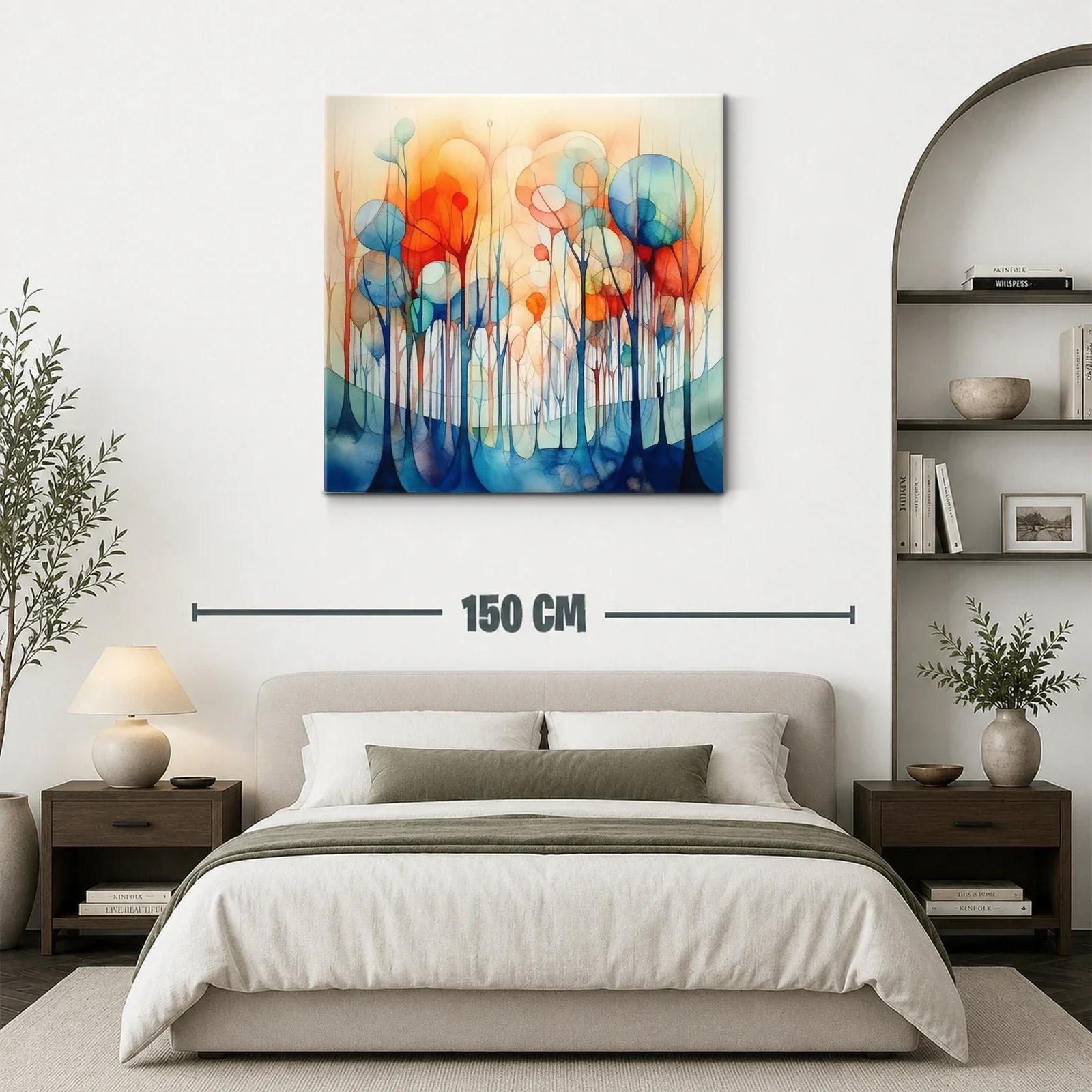 Bosque abstracto en tonos cálidos y fríos vibrantes — miniatura 3