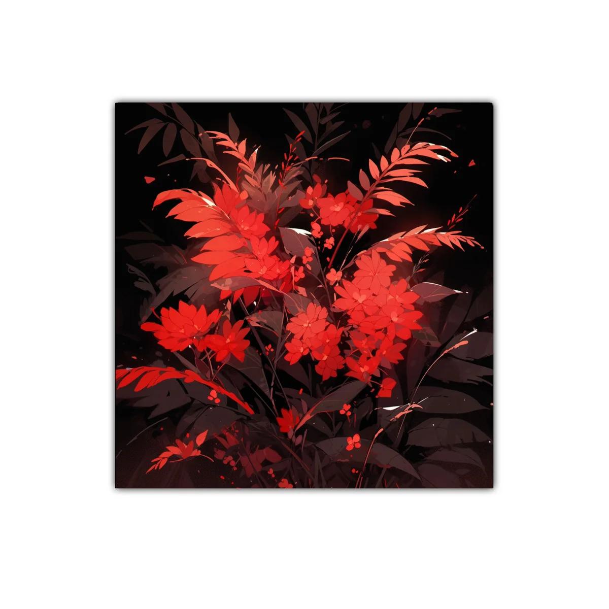Ramo vibrante con flores rojas sobre fondo oscuro