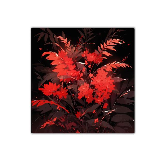 Ramo vibrante con flores rojas sobre fondo oscuro