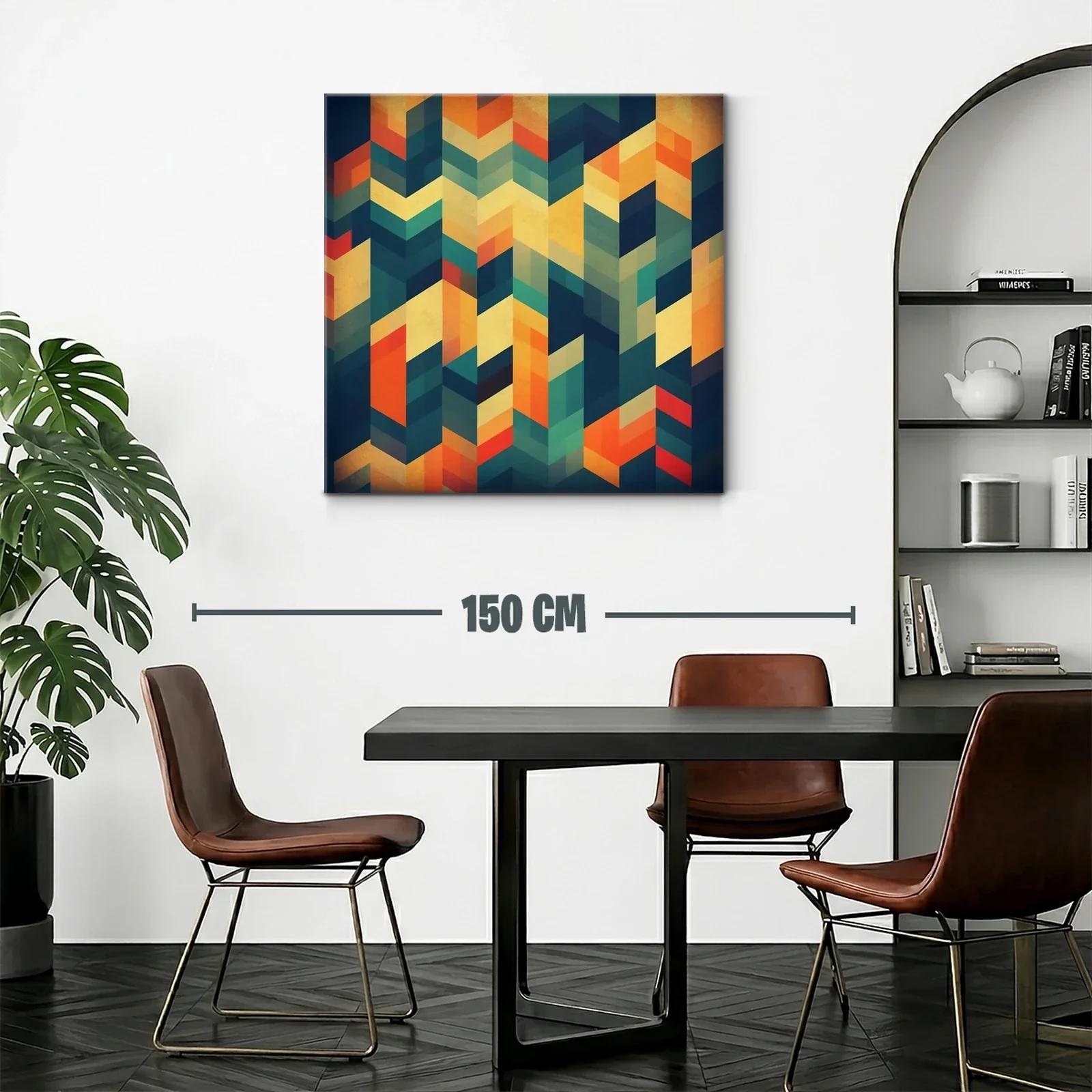 Diseño geométrico con tonos cálidos y frescos para pared — miniatura 2