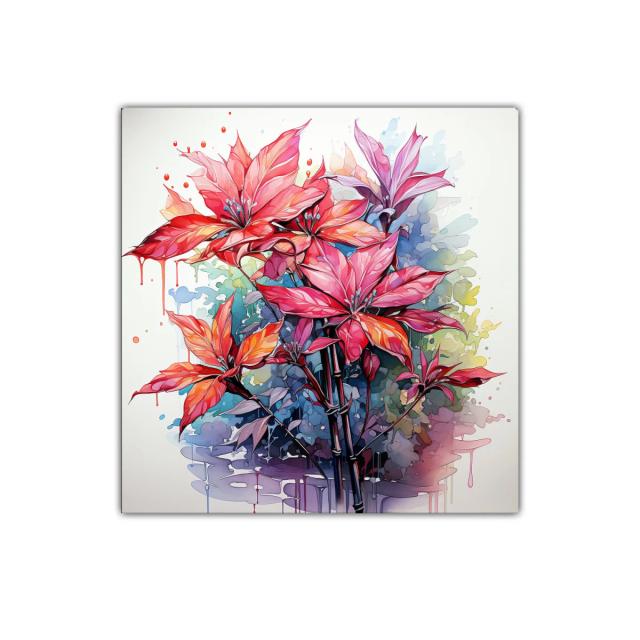 Flores vibrantes con tonos rojos y lilas detalles