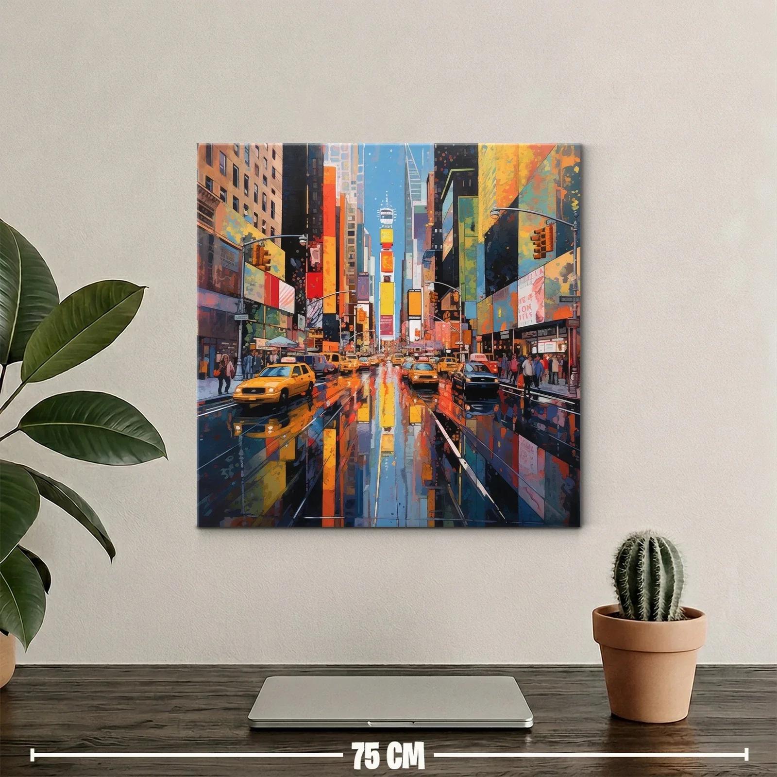 Atardecer vibrante en la ciudad llena de taxis amarillos — miniatura 2