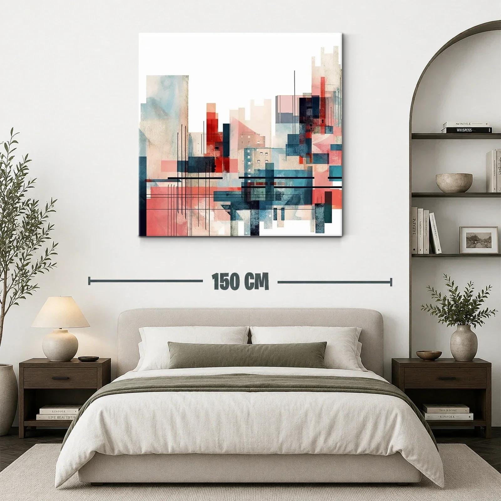 Composición abstracta urbana con tonos cálidos y fríos — miniatura 3