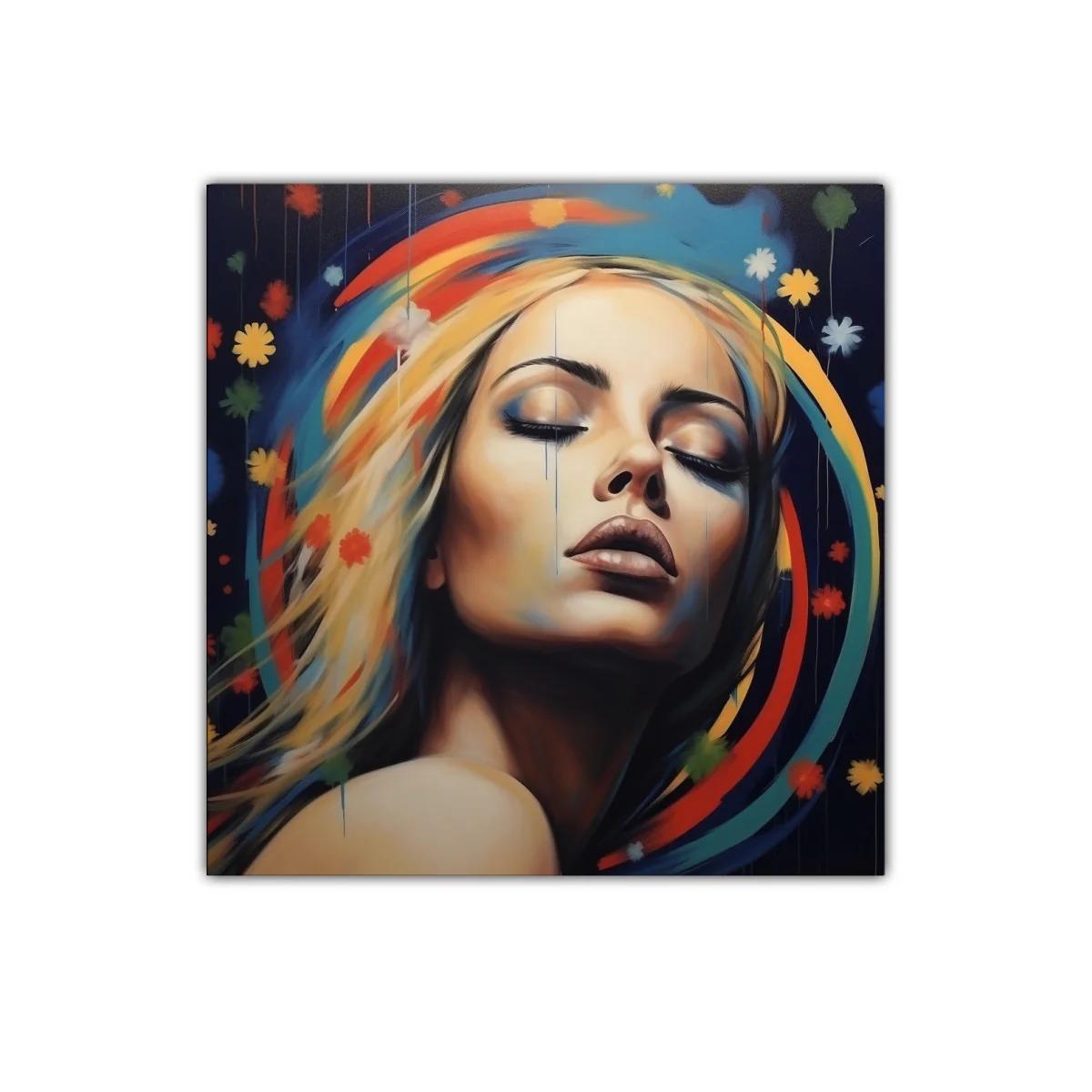 Retrato femenino con aura de colores vibrantes y flores — imagen principal