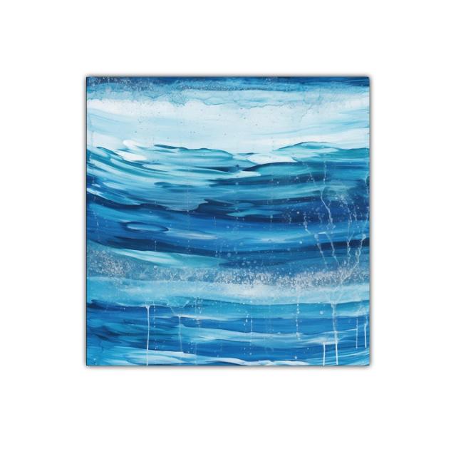 Cuadro abstracto inspirado en el movimiento del agua azul