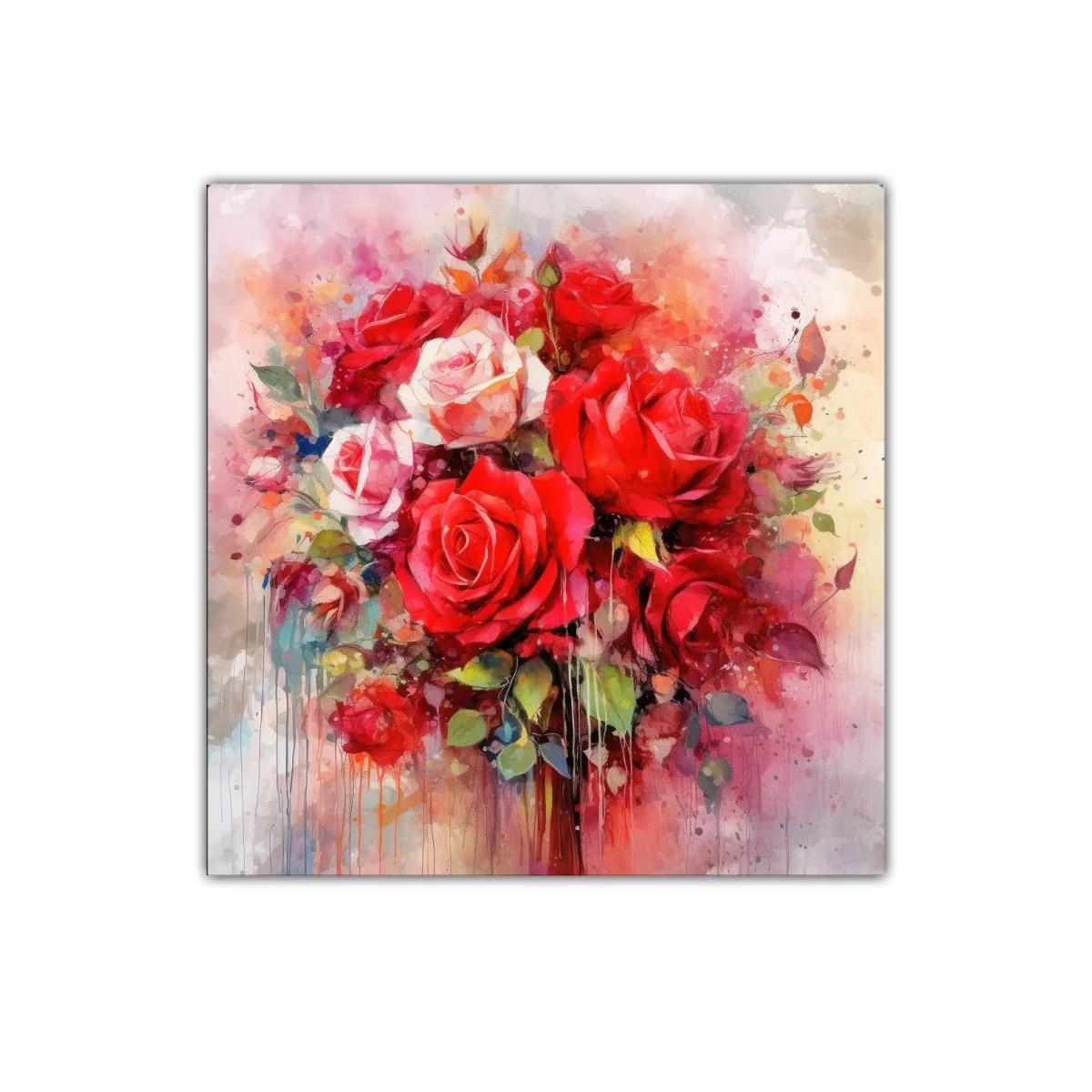 Ramo de rosas vibrantes con notas acuareladas y delicadas — imagen principal