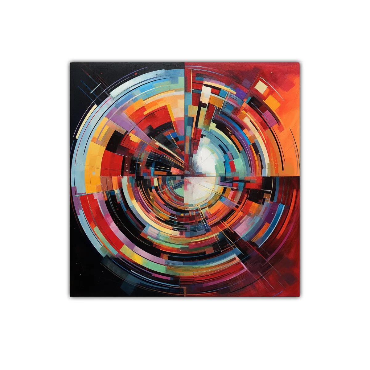 Cuadro abstracto de círculos y geometría vibrante — imagen principal