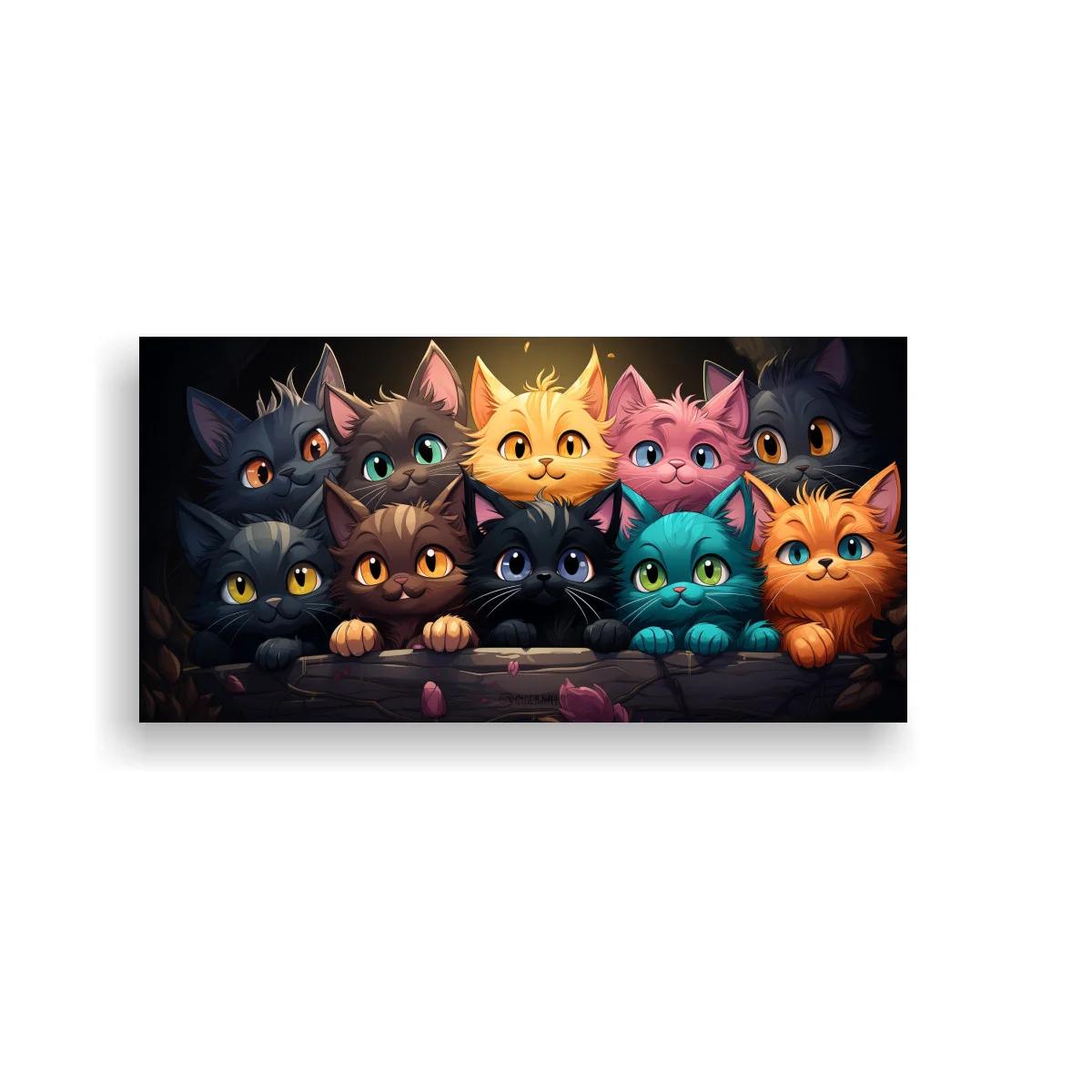 Cuadro grupo de gatitos de colores con ojos grandes — imagen principal
