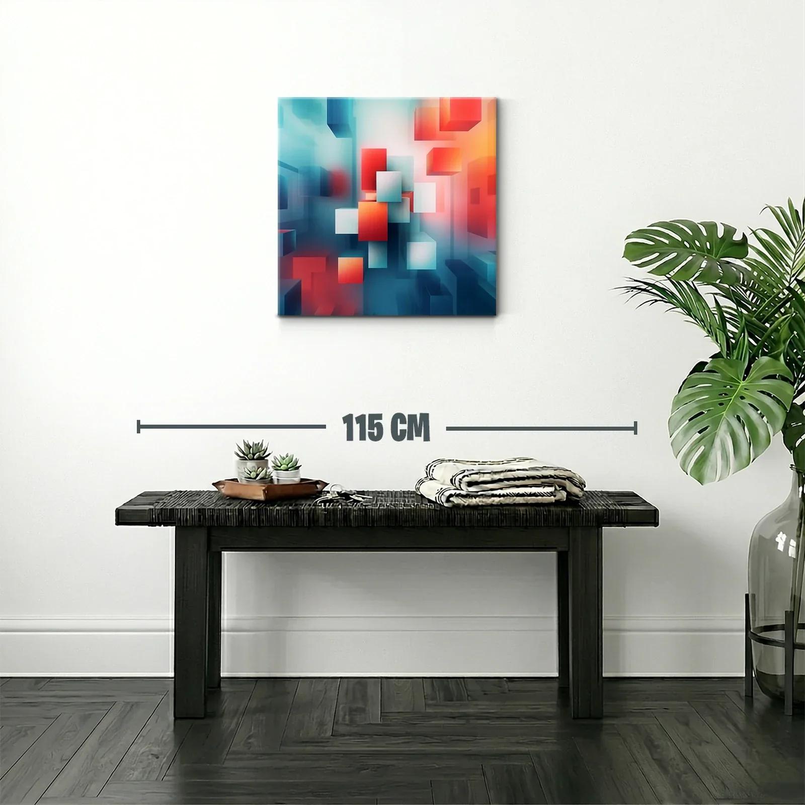 Composición Abstracta con Cubos en Tonos Azul y Rojo — miniatura 2