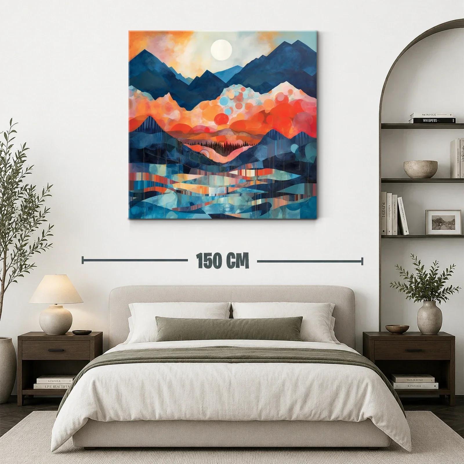 Paisaje de montañas vibrantes con luna llena — miniatura 3