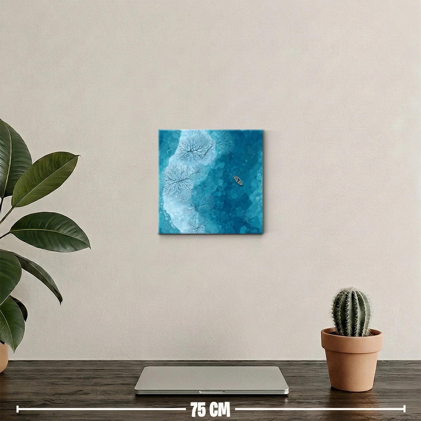 Paisaje Azul con Barco y Árboles para Decorar — miniatura 2