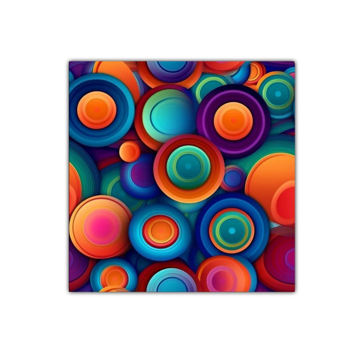 Cuadro moderno con círculos vibrantes y colores intensos