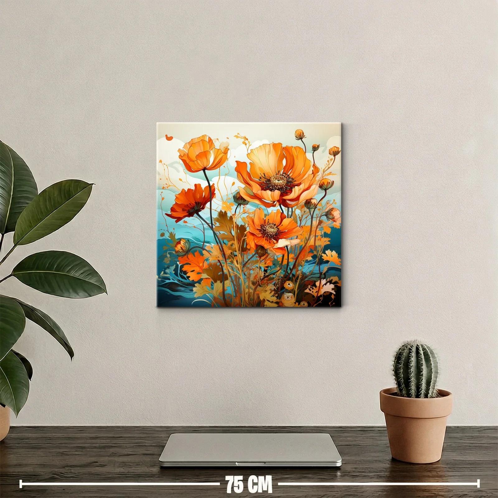 Flores anaranjadas vibrantes con fondo en tonos azules — miniatura 2