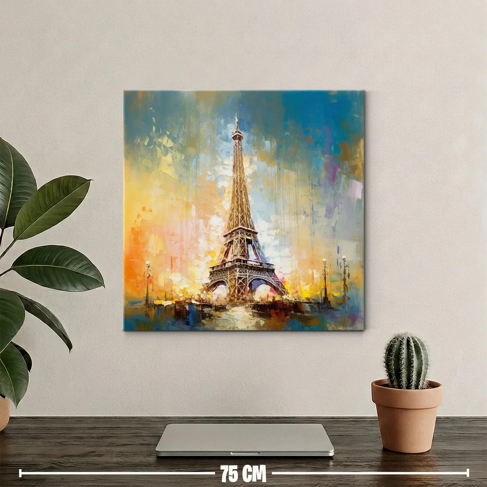 Cuadro Torre Eiffel con tonos cálidos y cielo azul brillante — miniatura 2