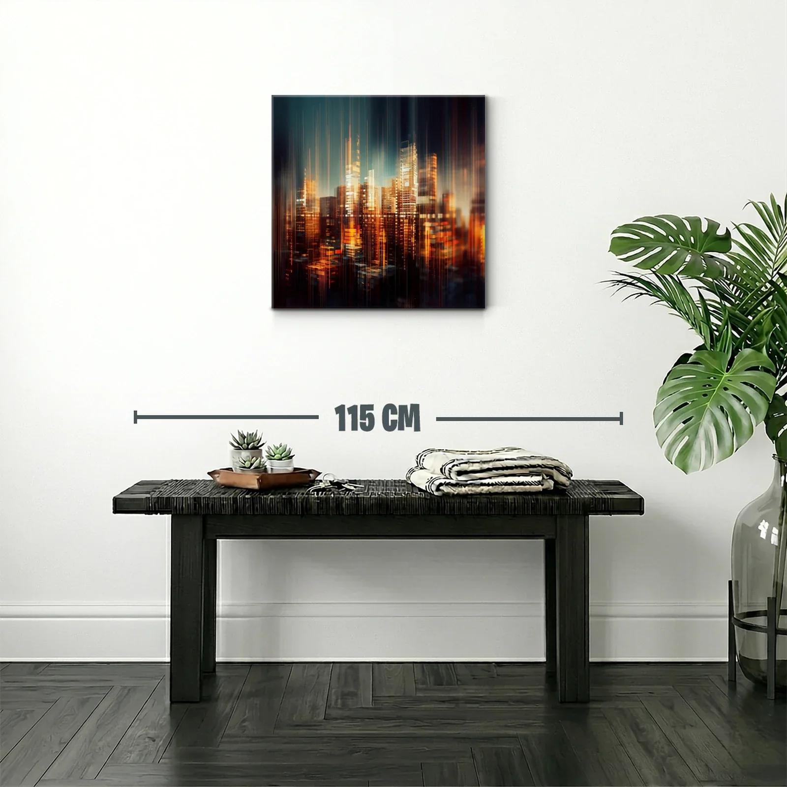 Ciudad luminosa abstracta con tonos cálidos y vibrantes — miniatura 2