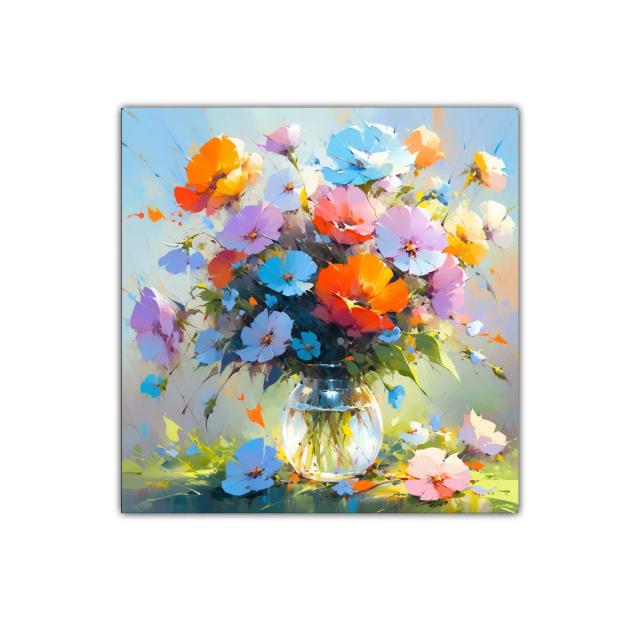 Cuadro decorativo ramo de flores vibrantes y colores vivos