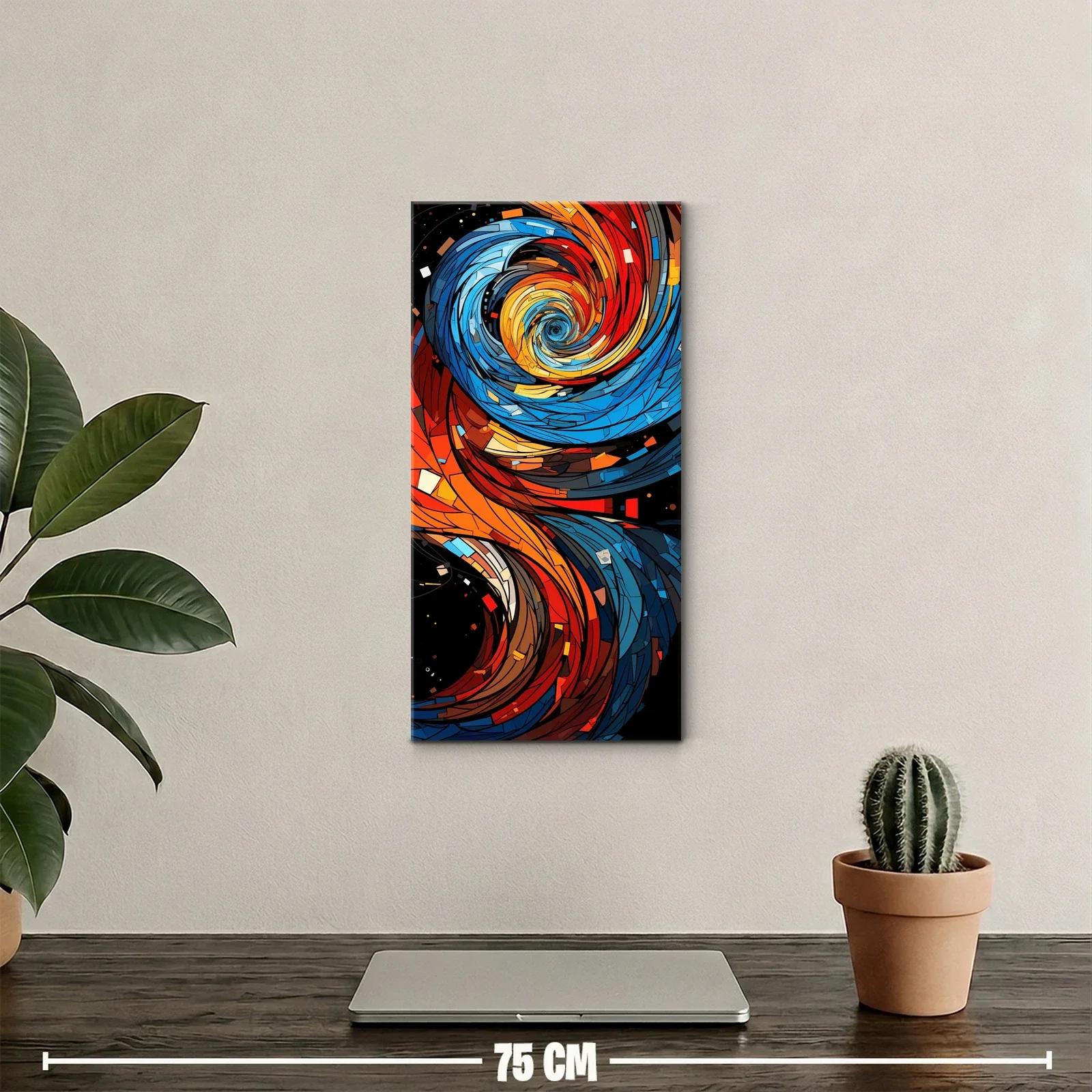 Cuadro espiral abstracta de bandas curvas fragmentadas — miniatura 2
