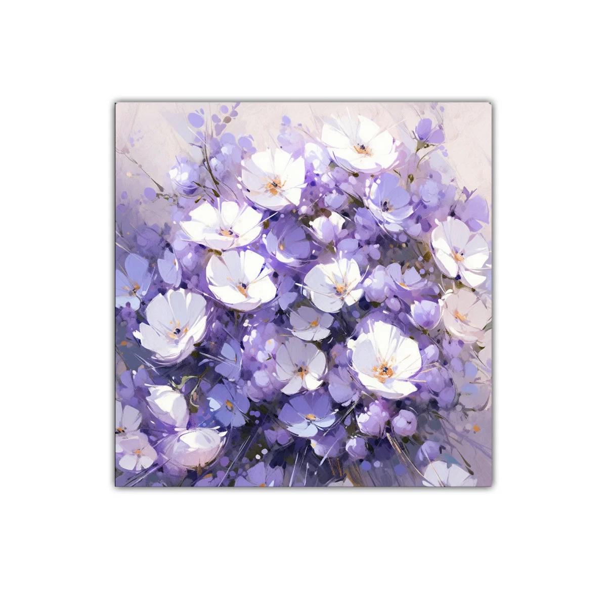 Cuadro decorativo con bouquet de flores lilas y blancas — imagen principal