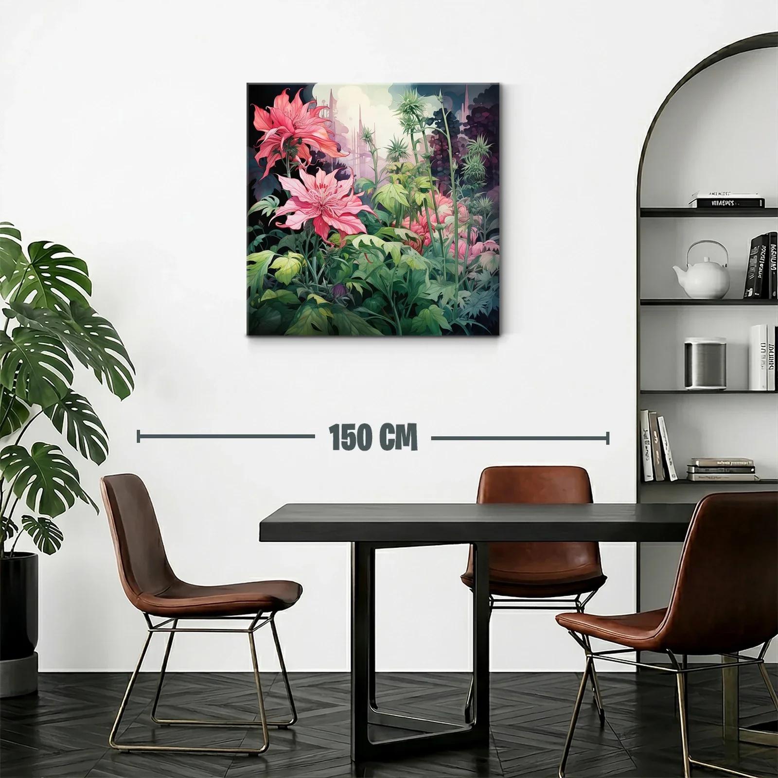 Jardín onírico con flores rosas y follaje exuberante — miniatura 2