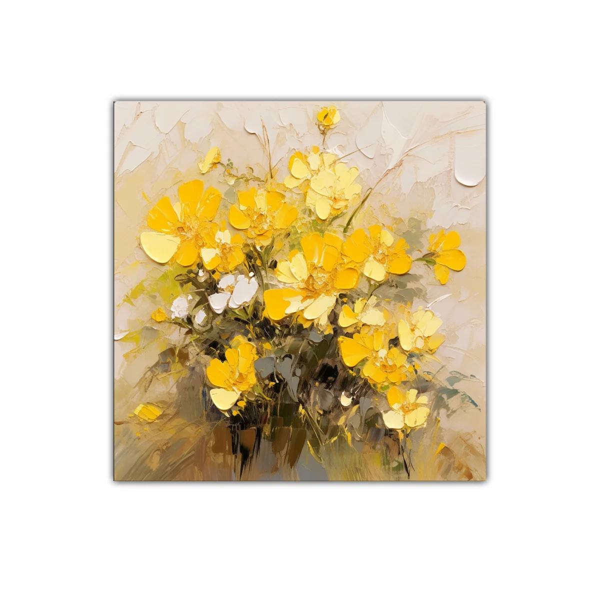 Cuadro decorativo con ramo de flores amarillas vibrantes — imagen principal