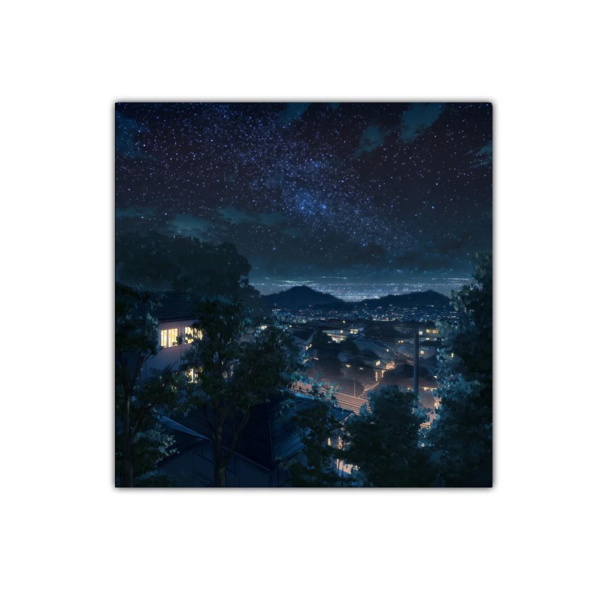 Cielo estrellado sobre ciudad tranquila nocturna — imagen principal