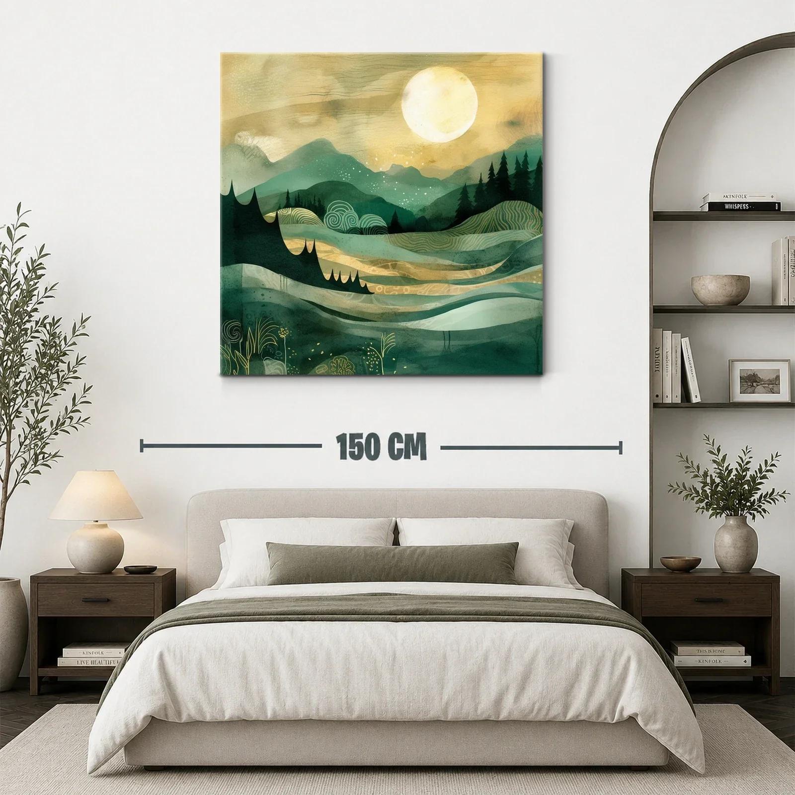 Paisaje onírico con montañas y luna brillante — miniatura 3