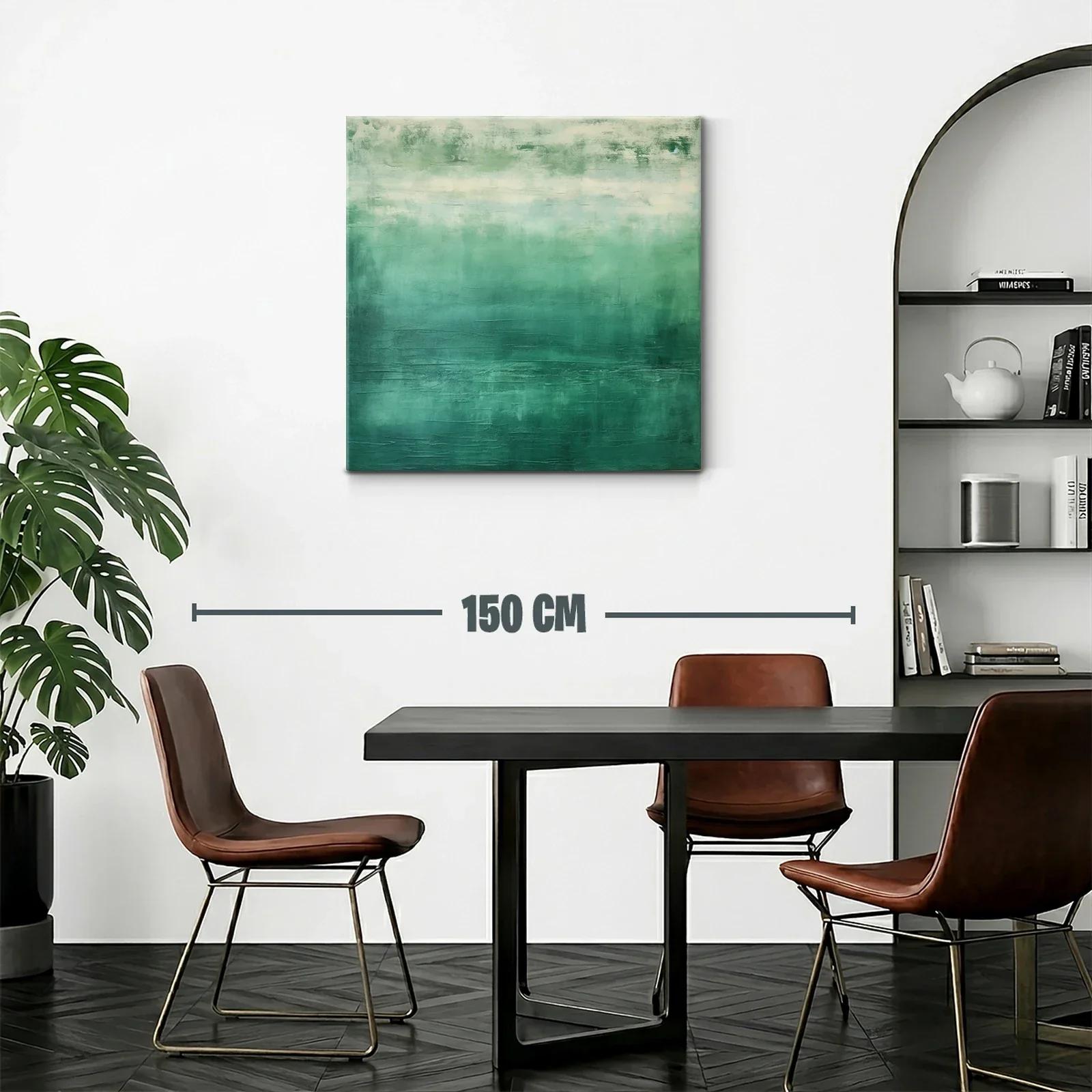 Cuadro abstracto en tonos verdes para ambientes modernos — miniatura 2