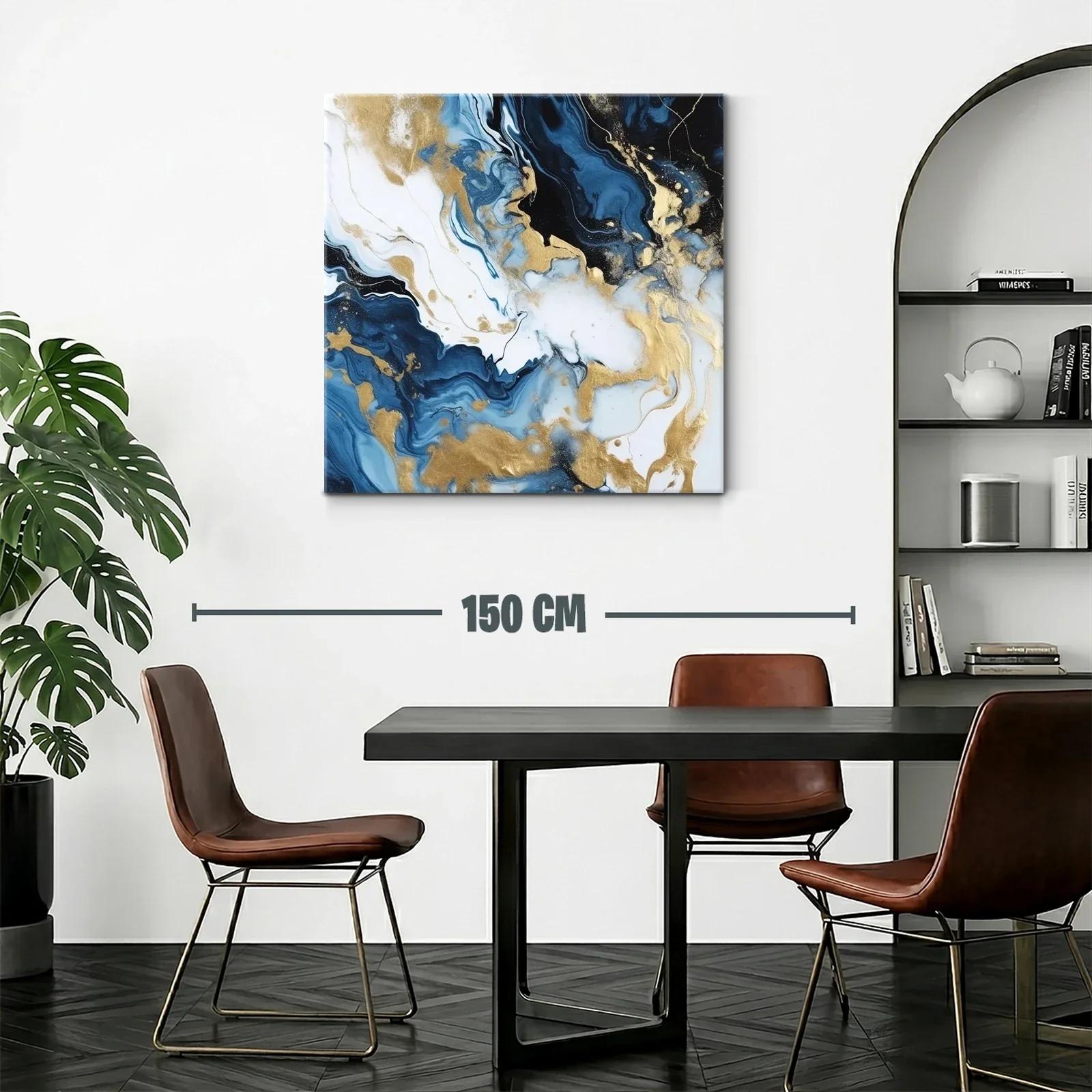 Arte abstracto en tonos azules con destellos dorados llamativos — miniatura 2