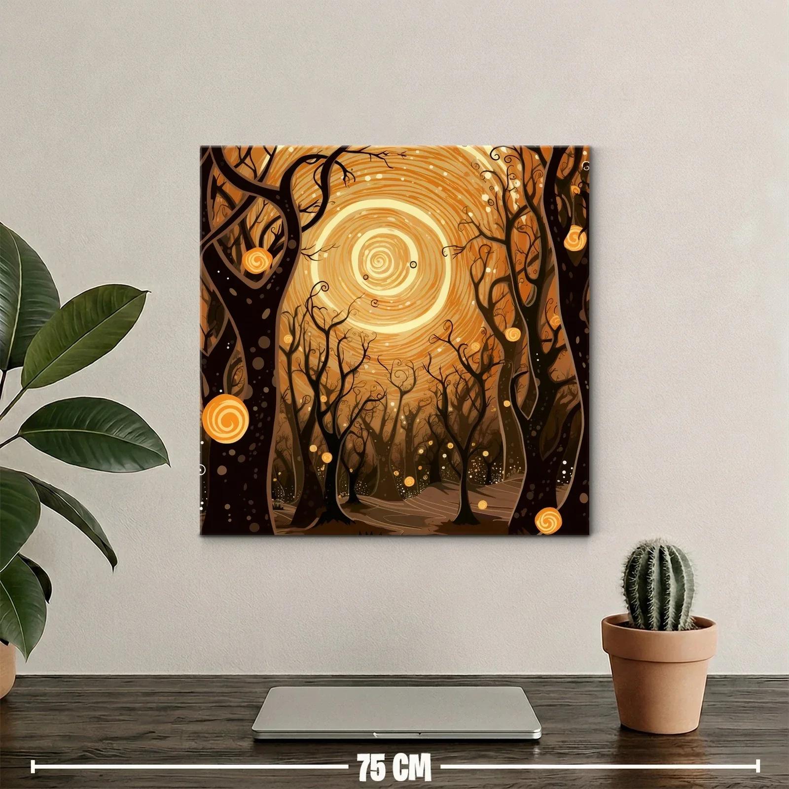 Bosque encantado bajo un sol espiral dorado — miniatura 2