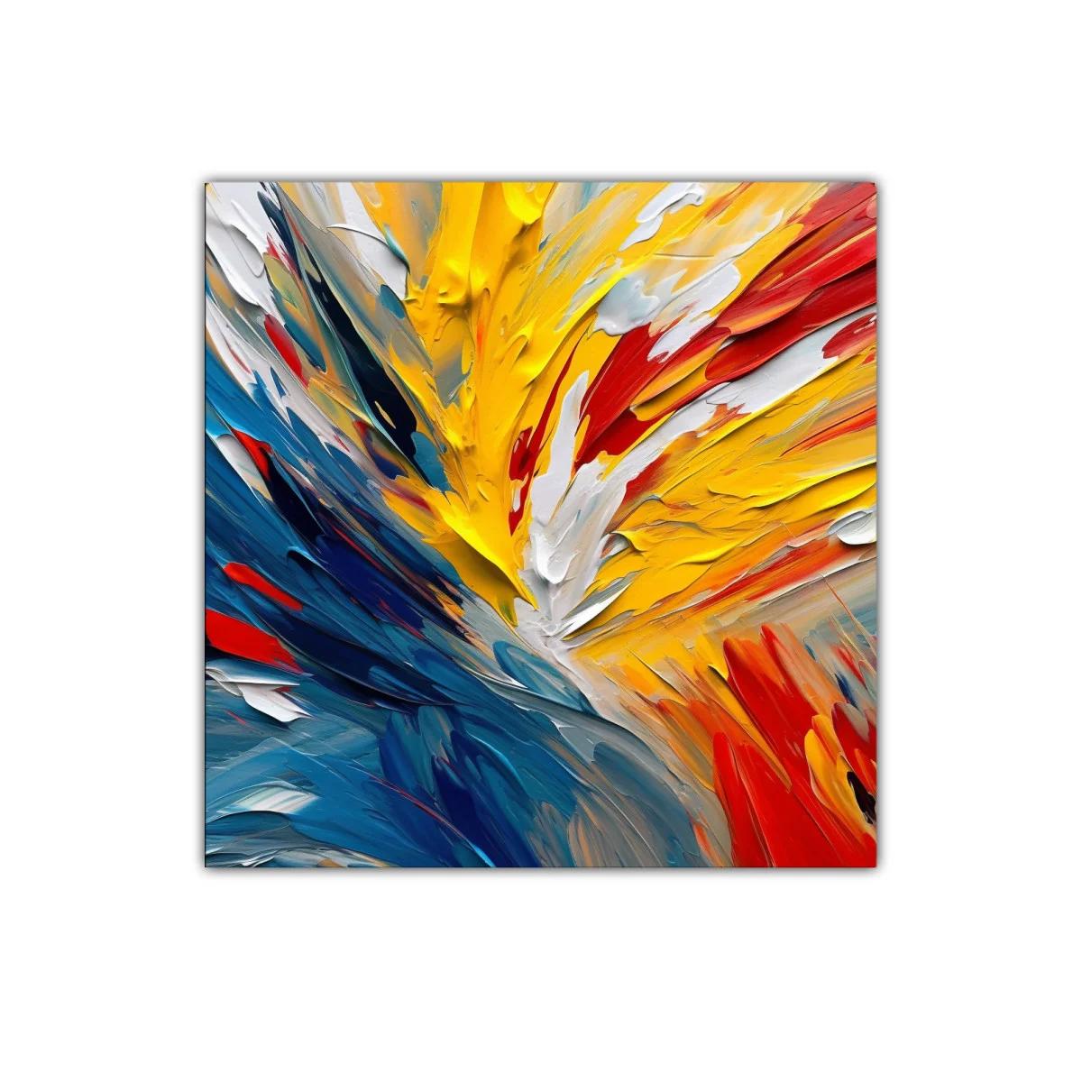 Cuadro abstracto vibrante con explosión de color cálido y frío — miniatura 1