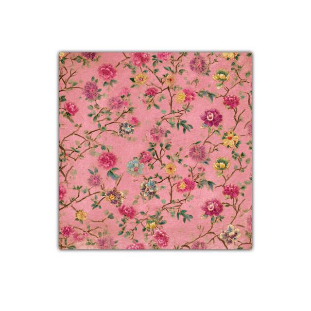 Cuadro decorativo con flores delicadas sobre fondo rosa