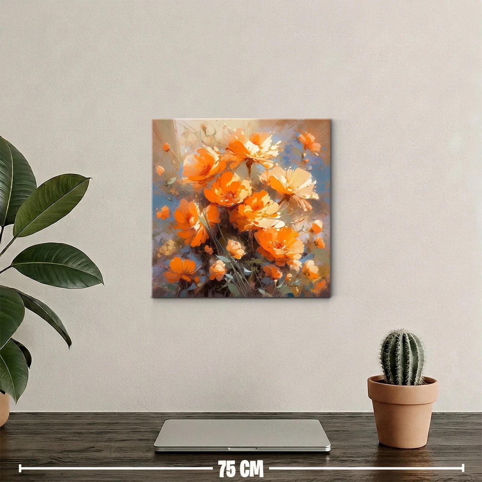 Ramo vibrante de flores naranjas y crema en tonos cálidos — miniatura 2
