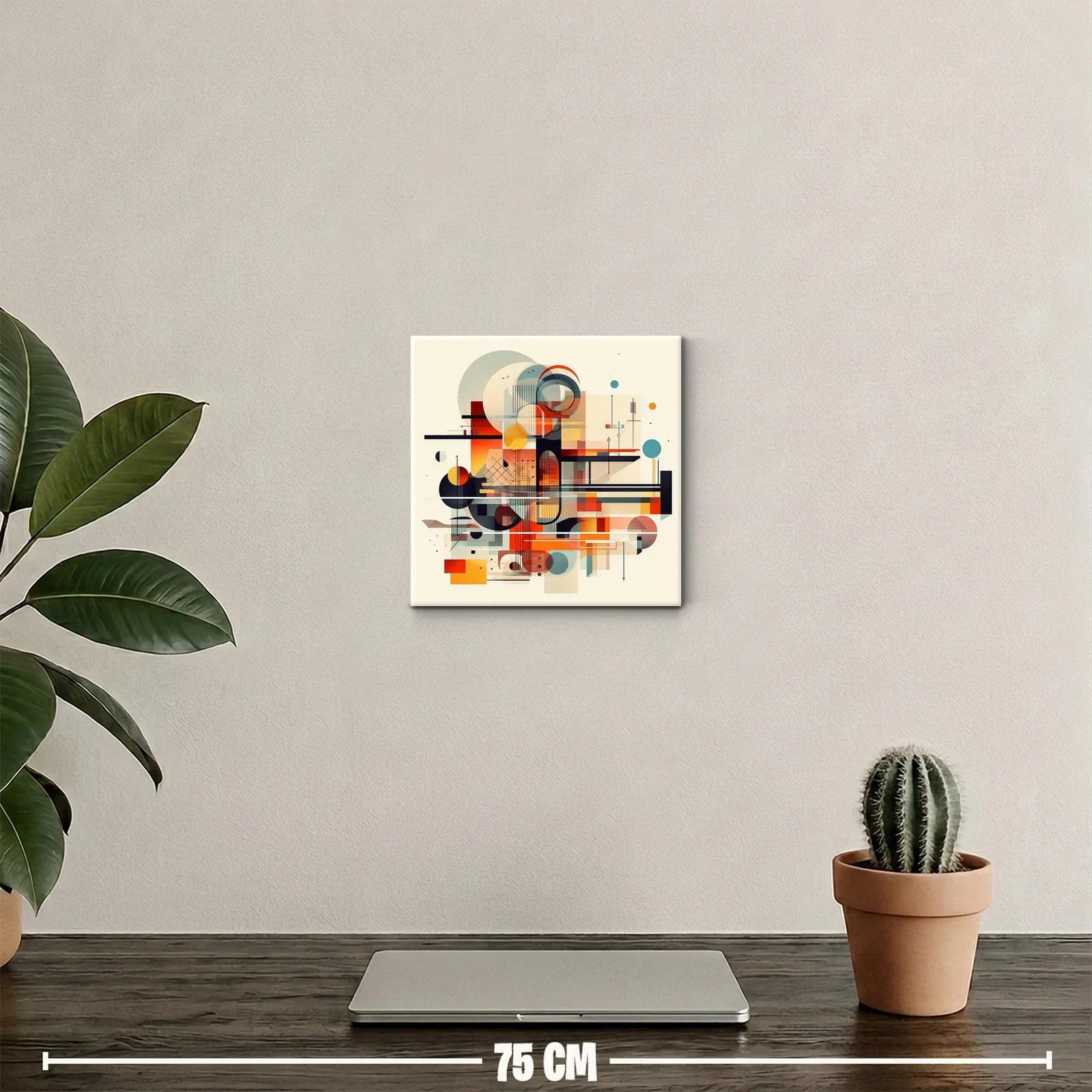 Composición geométrica abstracta en tonos cálidos y fríos — miniatura 2