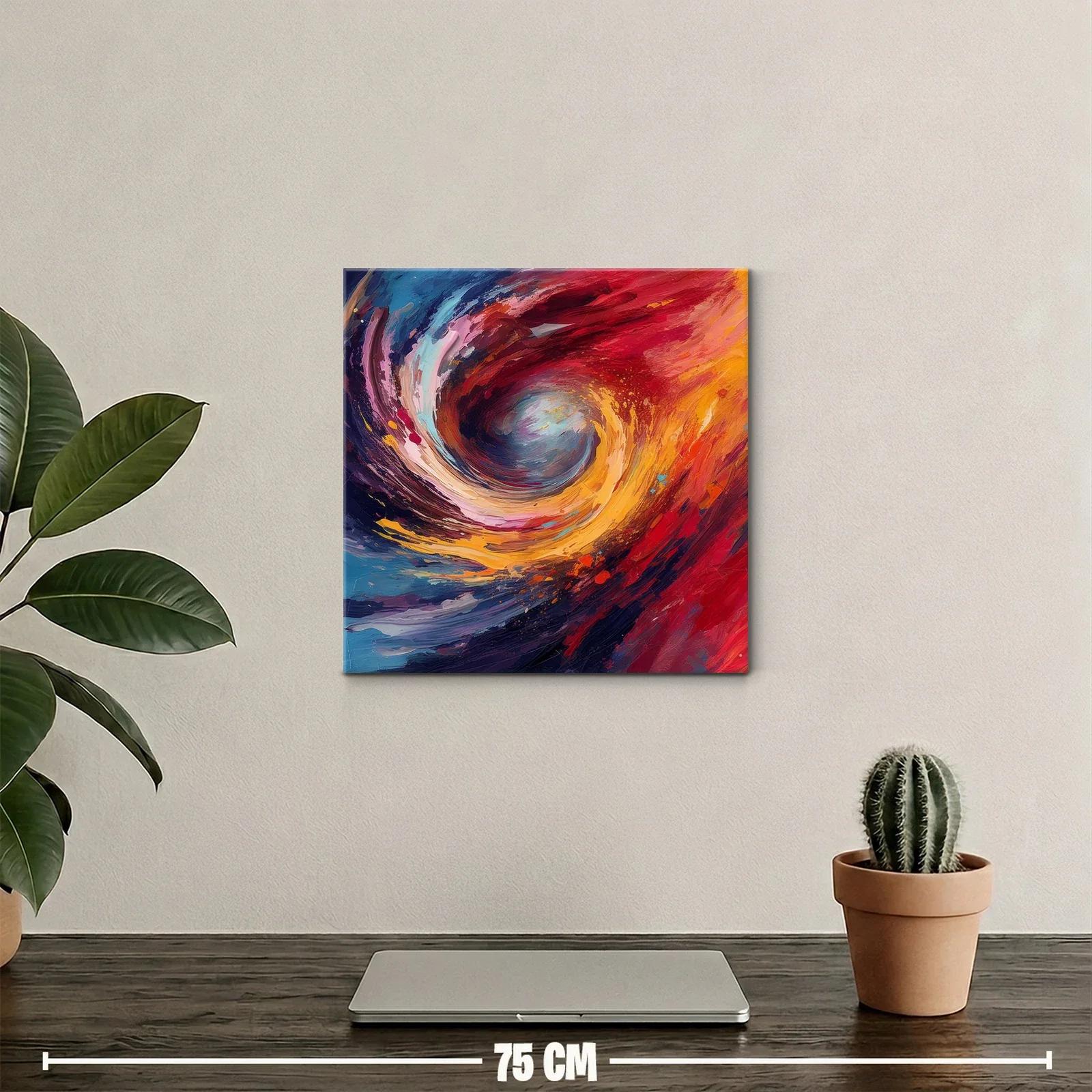 Cuadro abstracto remolino en vibrantes tonos cálidos y fríos — miniatura 2